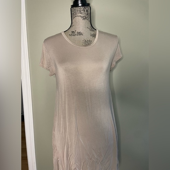 Beige T-Shirt Dress - Picture 1 of 3